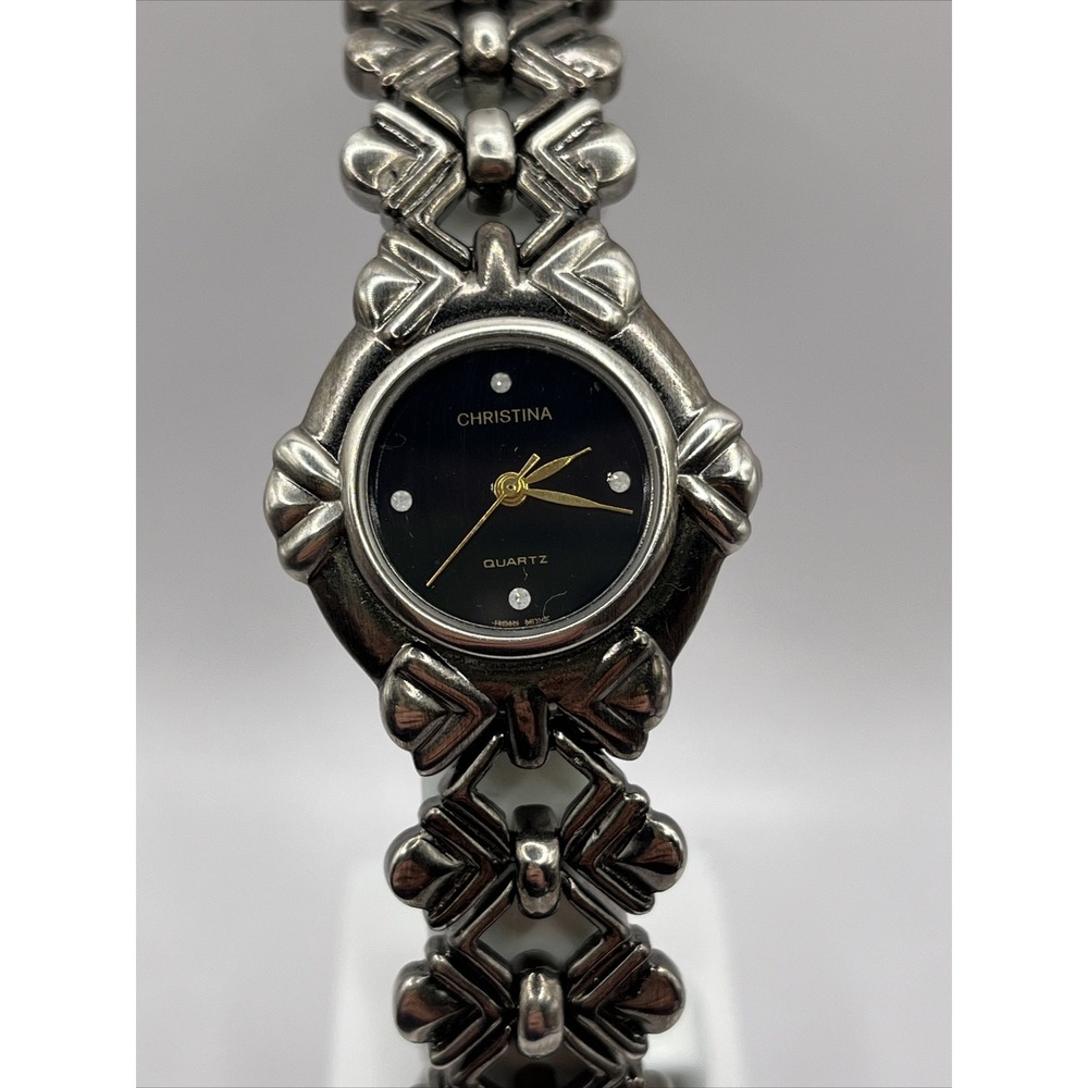 Christina‎ Women's Quartz Watch Black Dial Bracelet Band- New Battery